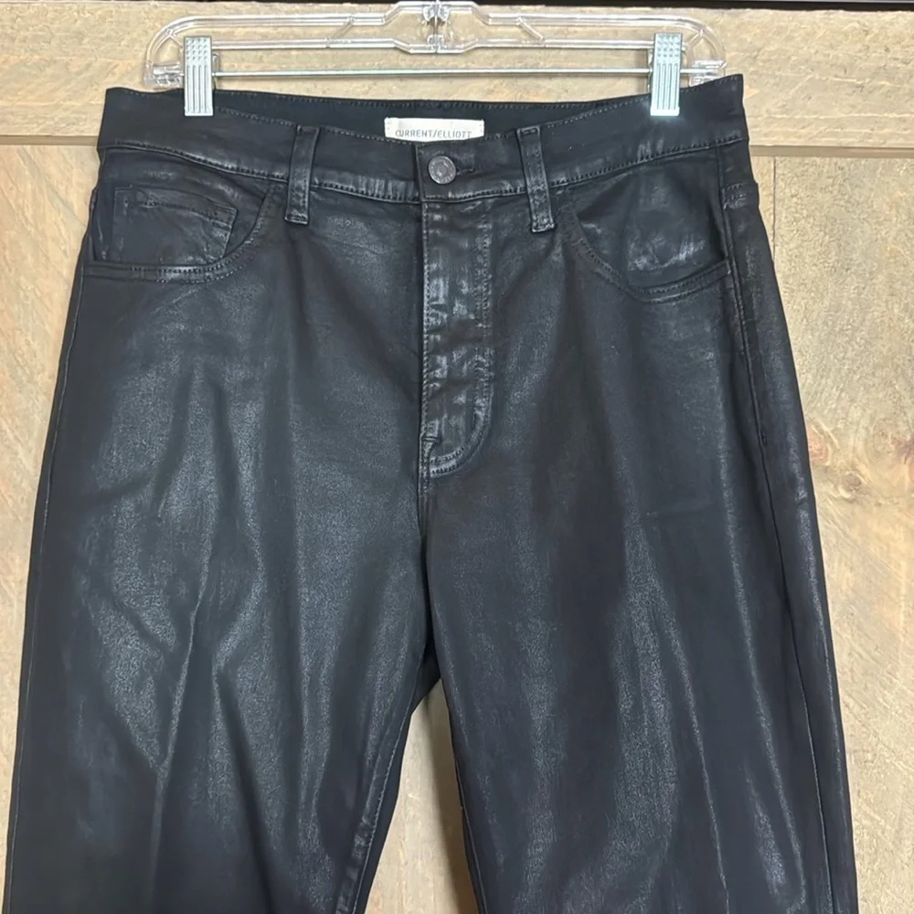 Current/Elliott Boulevard Bootcut coated denim jeans / pants Size 30 Black